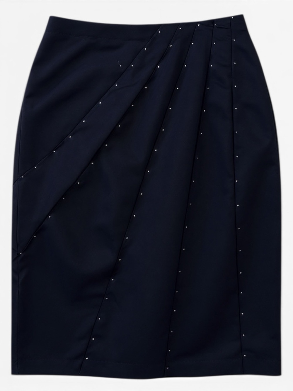 August Silk Black Beaded Fitted Pleated Pencil Skirt Party Cocktail Size 8